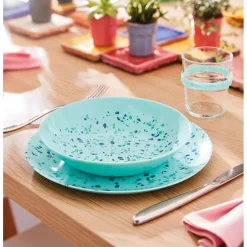 Assiette creuse turquoise 20 cm Venezia