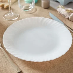 Assiette plate blanche 25 cm Feston