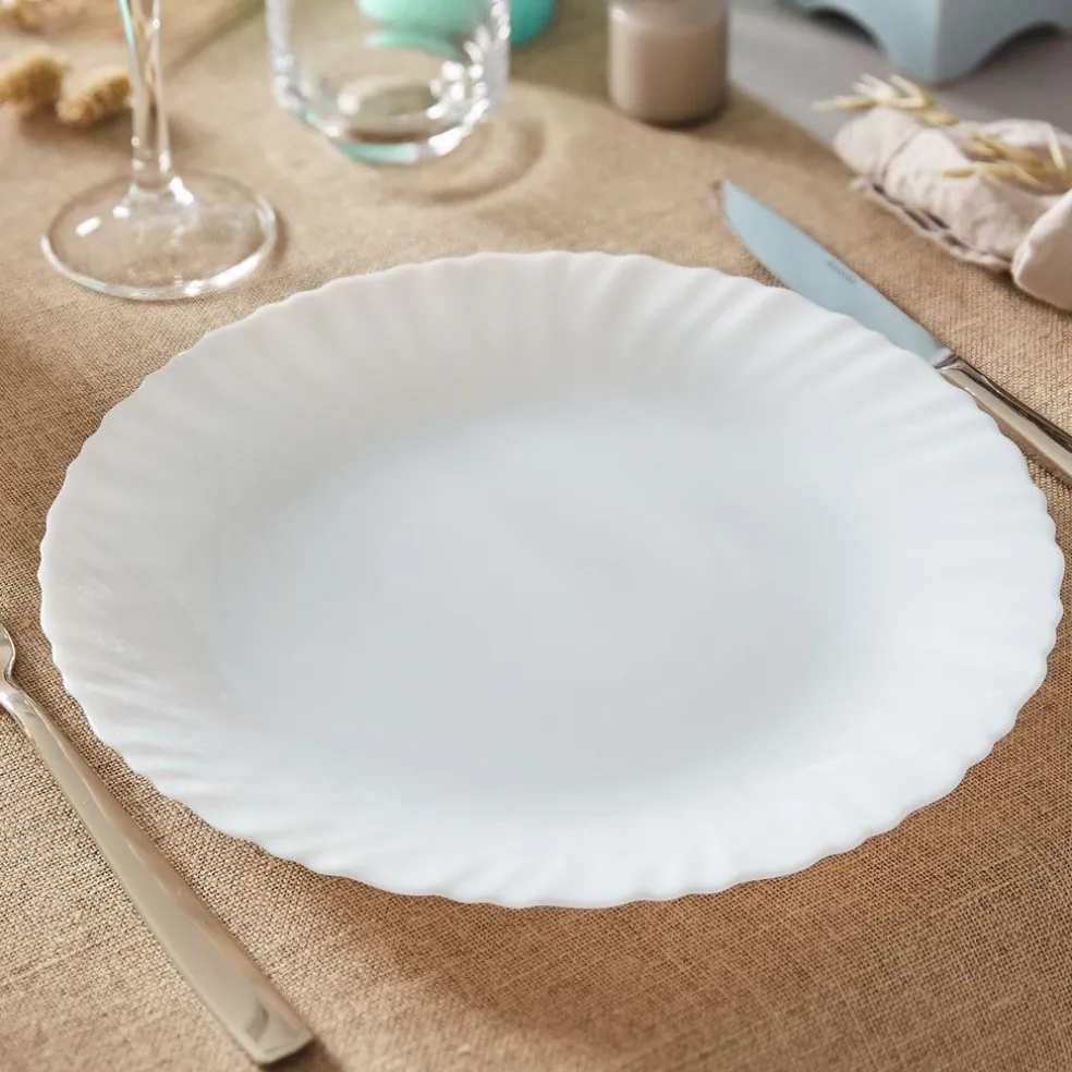 Assiette plate blanche 25 cm Feston