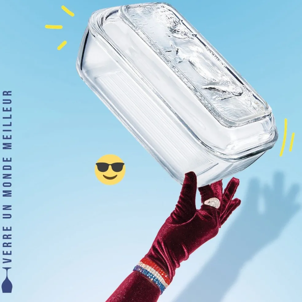 Beurrier vache 17 x 10,5 cm Hervé, Le Verre Français